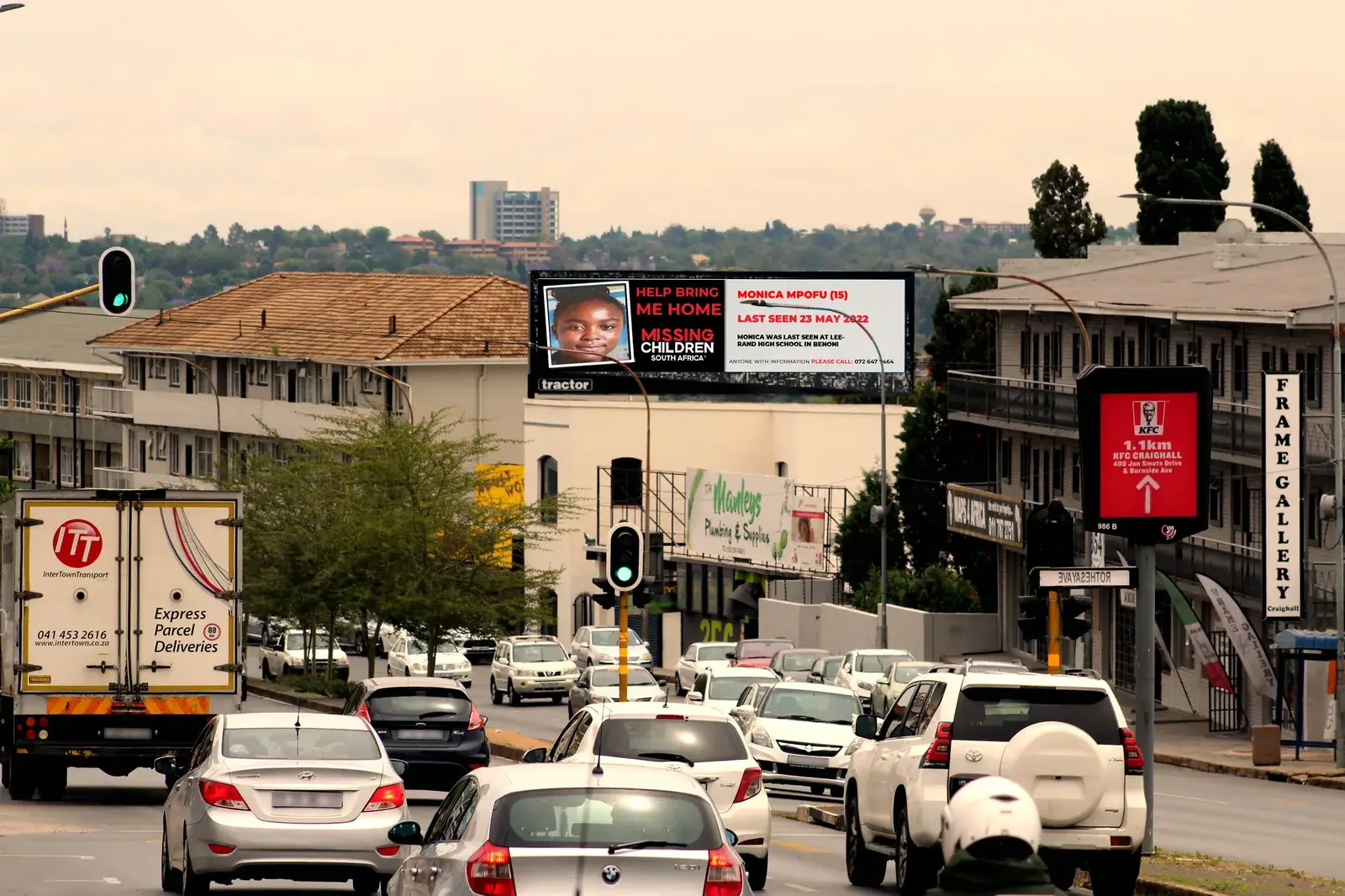 Missing child alert on digital billboard, Tractor Outdoor OOH South Africa