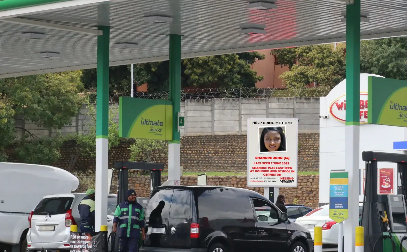 Missing child awareness campaign on outdoor digital screen, South Africa
