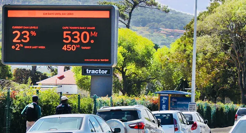 TappOff drought awareness on The Loop digital network, OOH South Africa