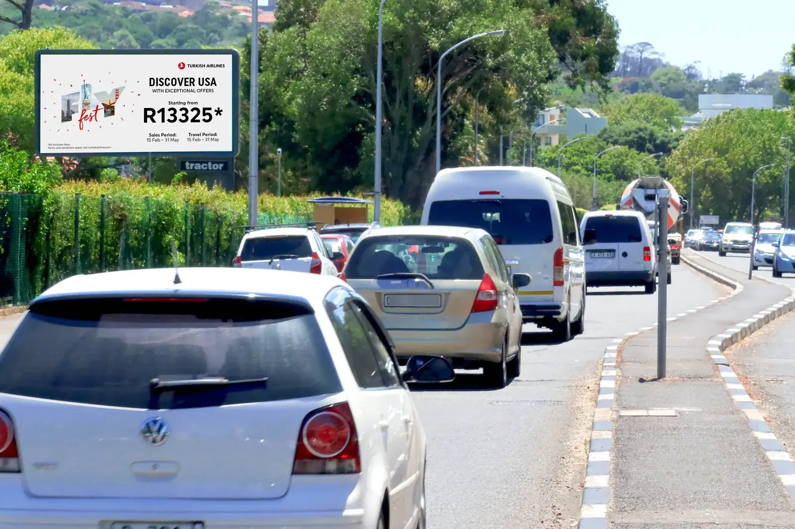 Turkish Airlines roadside digital billboard Cape Town, out-of-home advertising